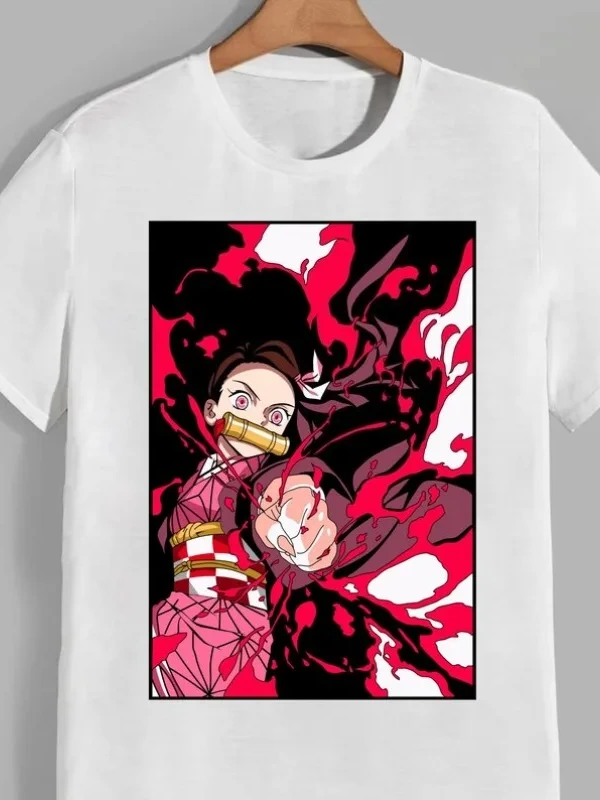 Anime Desenli Unisex Çocuk Tişört  Nezuko iblis avcısı