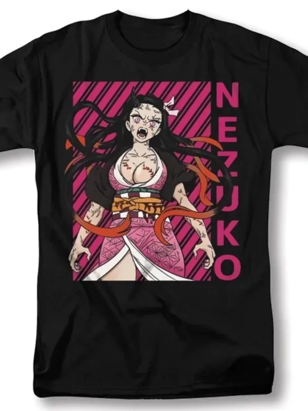 Anime Desenli Unisex Çocuk Tişört  Nezuko Tanjiro Inosuke Giyu Demon Slayer