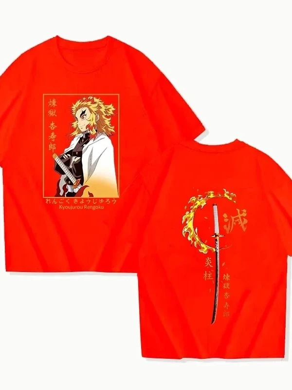 Anime Desenli Unisex Çocuk Tişört Rengoku Kyojuro ‌ Iblis avcısı