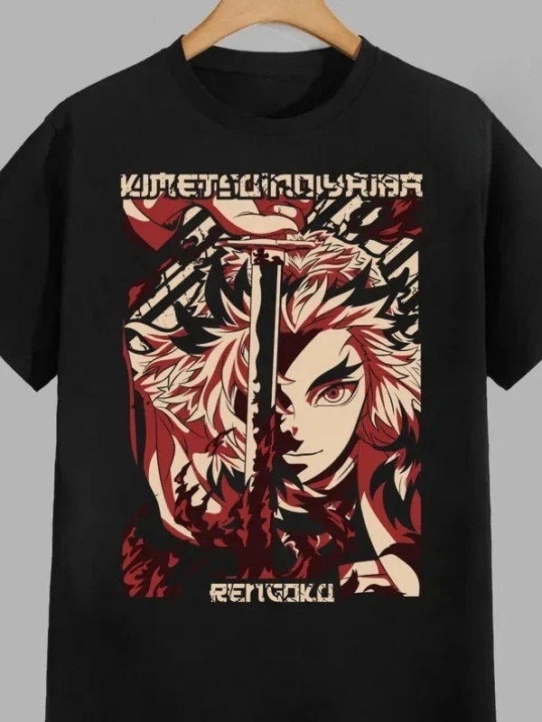 Anime Desenli Unisex Çocuk Tişört Rengoku Kyojuro ‌ iblis avcısı