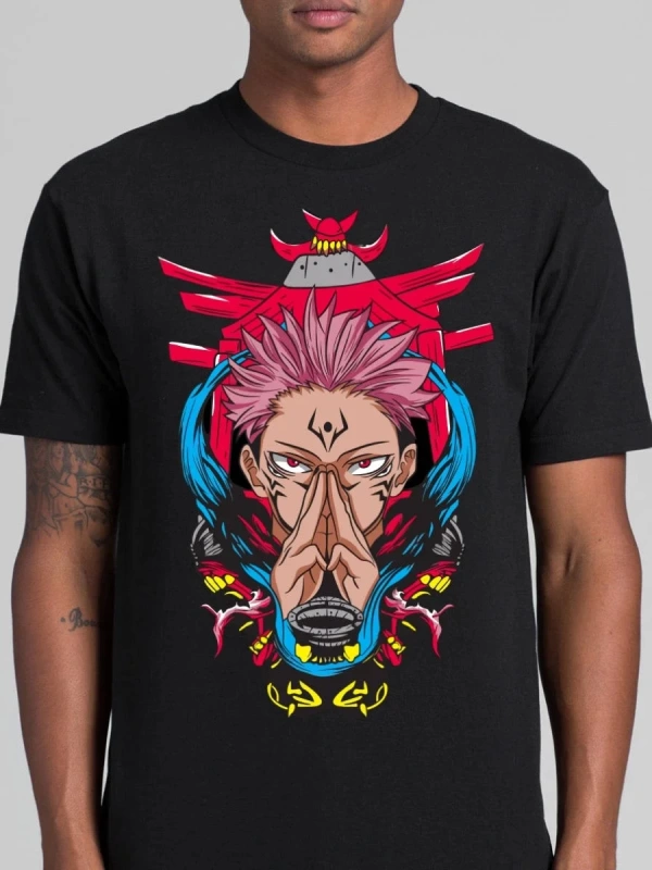 Anime Desenli Unisex Çocuk Tişört  Summer Jujutsu Line Anime Ryomen Sukuna ‌