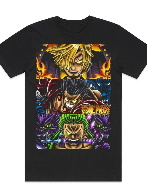 Anime Desenli Unisex Çocuk Tişört  Yaz Luffy Zoro Asura