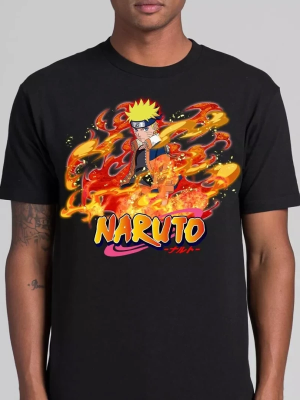 Anime Desenli Unisex Çocuk Tişört  Yaz Naruto Uzumaki