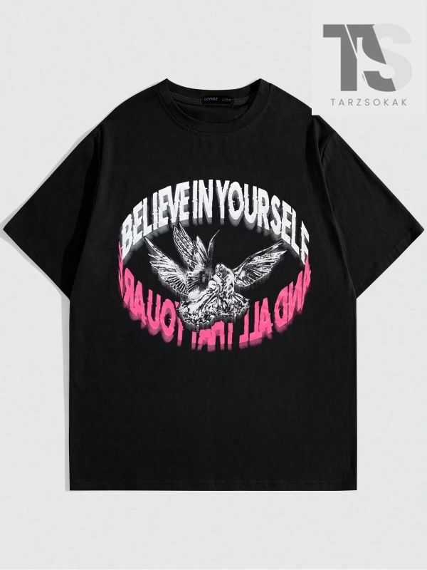 Anime Erkek Kafatası Baskılı T-shirt