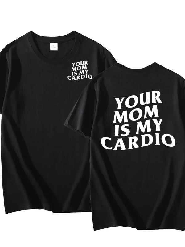 Annen benim kardiyo T Shirt komik erkek spor salonu pompa kapağı T-Shirt rahat pamuklu kısa k 2963