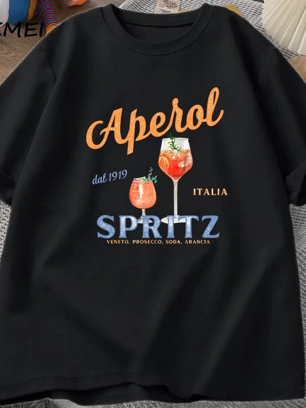 Aperol Spritz T-shirt Aperol Grafik İtalyan Tarzı Tİtalya Yaz Grafik Tee Nefes Rahat  2840