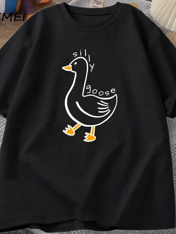Aptal kaz üniversitesi O boyun Teeerkek giyim Tees pamuk rahat baskı T Shirt yaz Unis 2878