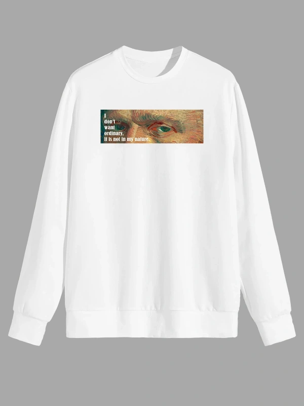 Art Vincent Van Gogh Baskılı Beyaz Unısex Sweatshirt