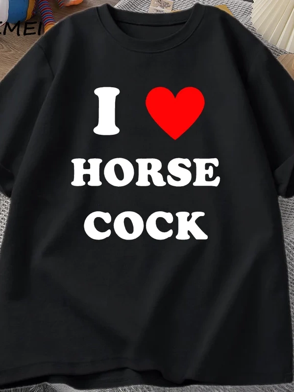At Horozu Seviyorum T-Shirt Erkek Kadın I Kalp Horoz Komik Grafik T Shirt Unisex Pamuk Kısa K 2854