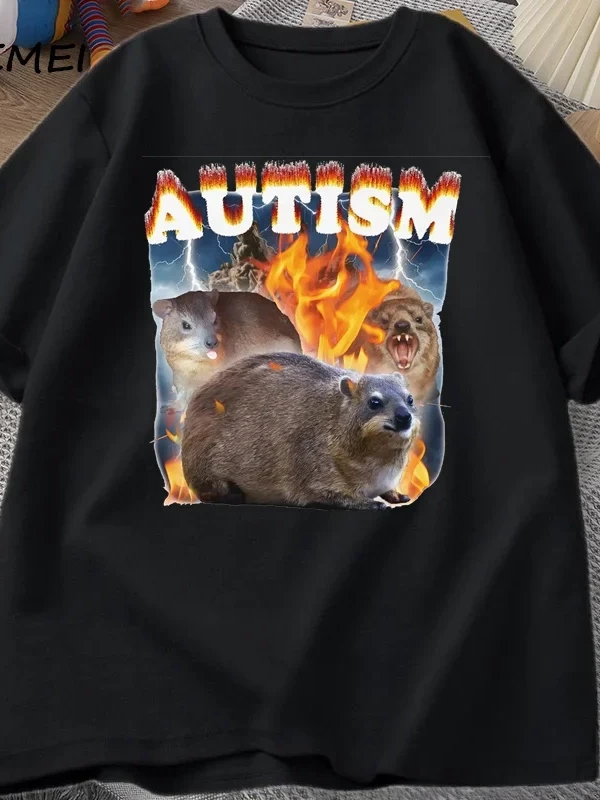 Autism Capybaras Graphic T Shirt Funny Meme Cotton Short Sleeve Tshirt Causal Women Men Print 3014