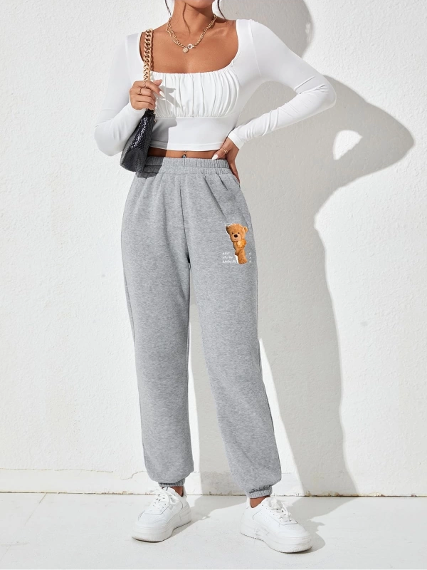 Ayıcık Baskılı Unisex Eşofman Altı Daxis Sportwear
