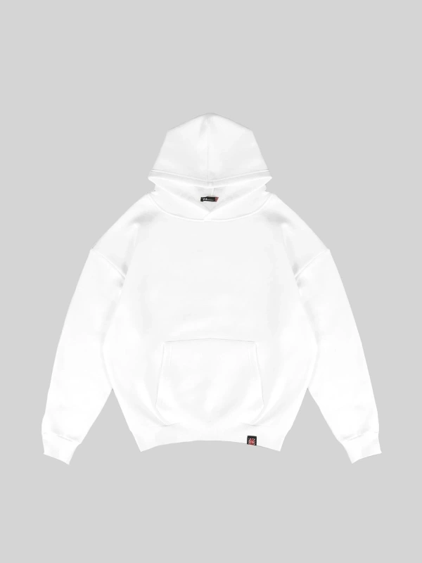 Basic Beyaz Oversize Unisex Kapuşonlu