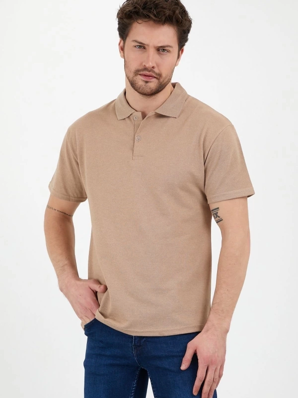 Bej Dar/slim Fitt Polo Yaka Tshirt