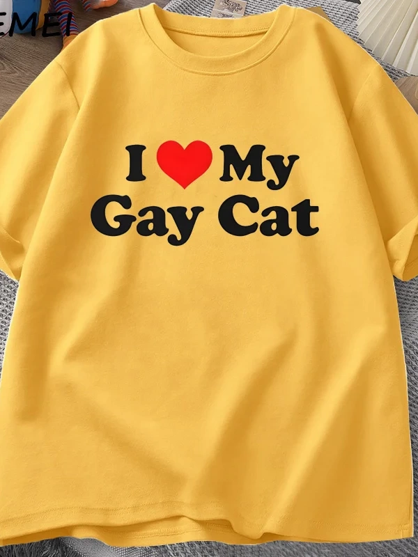 Ben benim eşcinsel kedi t-shirt adam kısa kollu TeeCasual LGBTS gurur Tshirt boy pamu 3025