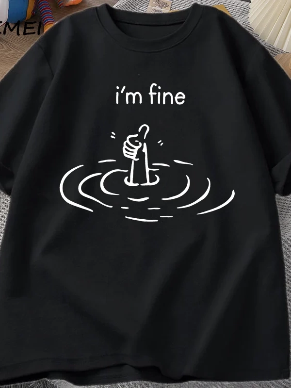 Ben güzel arka baskı T-shirt erkek kadın komik ruh sağlığı T Shirt mizah pamuk kısa kollu bol 2884