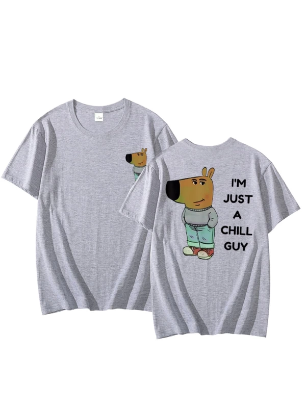 Ben sadece bir Chill Guy T Shirt rahat moda Harajuku grafik T Shirt kadın erkek pamuklu kısa