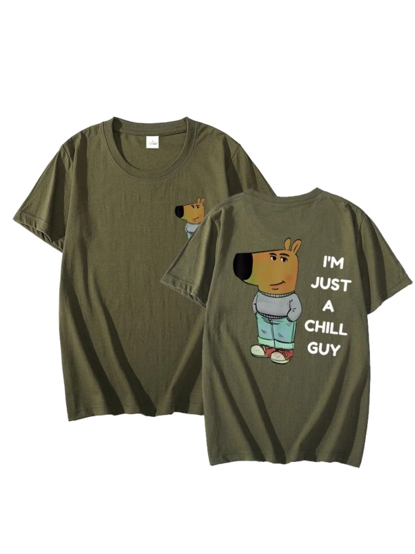 Ben sadece bir Chill Guy T Shirt rahat moda Harajuku grafik T Shirt kadın erkek pamuklu kısa