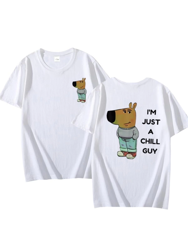 Ben sadece bir Chill Guy T Shirt rahat moda Harajuku grafik T Shirt kadın erkek pamuklu kısa