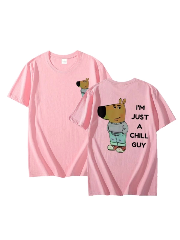 Ben sadece bir Chill Guy T Shirt rahat moda Harajuku grafik T Shirt kadın erkek pamuklu kısa