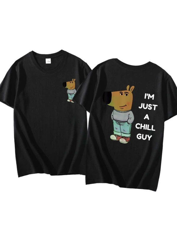 Ben sadece bir Chill Guy T Shirt rahat moda Harajuku grafik T Shirt kadın erkek pamuklu kısa