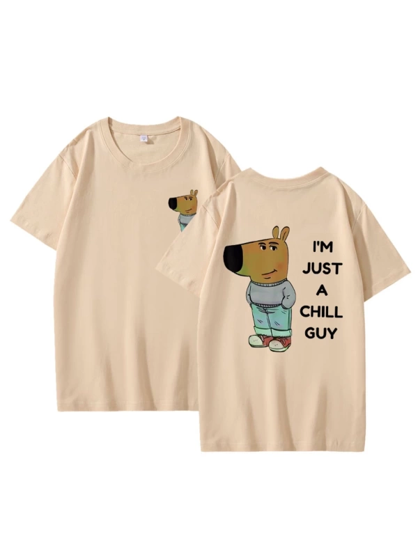 Ben sadece bir Chill Guy T Shirt rahat moda Harajuku grafik T Shirt kadın erkek pamuklu kısa