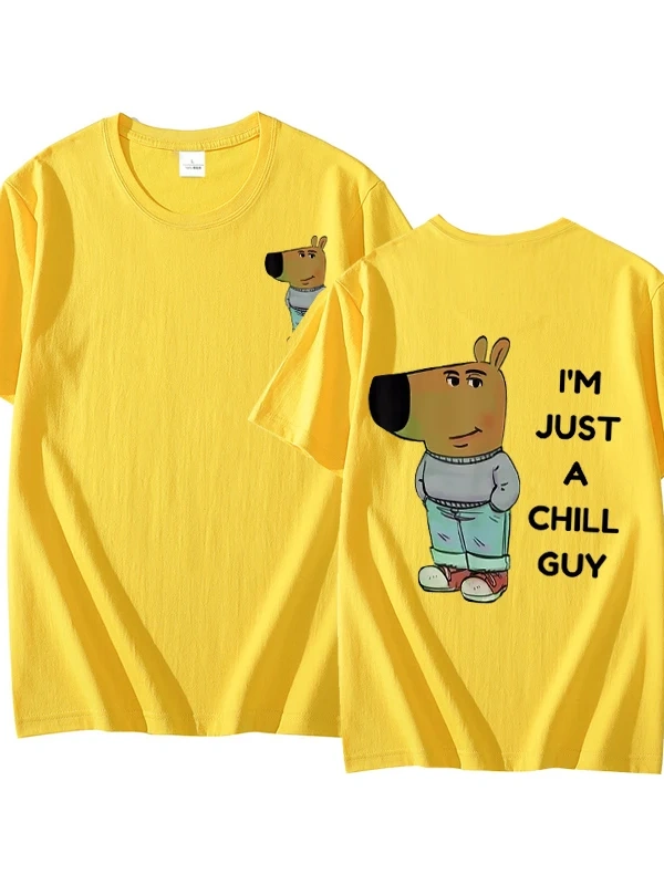 Ben sadece bir Chill Guy T Shirt rahat moda Harajuku grafik T Shirt kadın erkek pamuklu kısa  3090