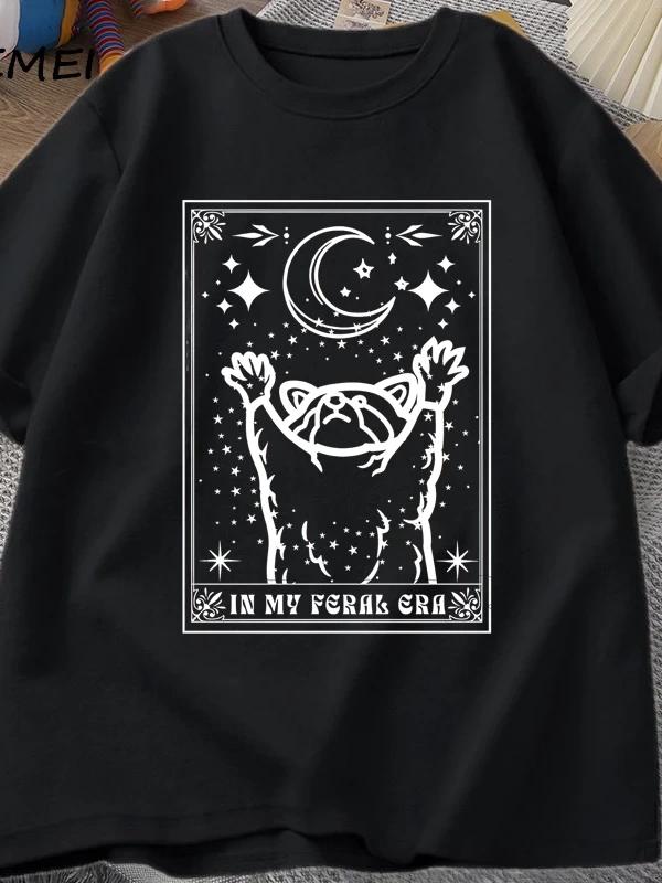 Benim Feral dönemi rakun T Shirt mistik ratshirt Tshirt Tarot kart baskı T-shirt yaz pamuk kı 2881