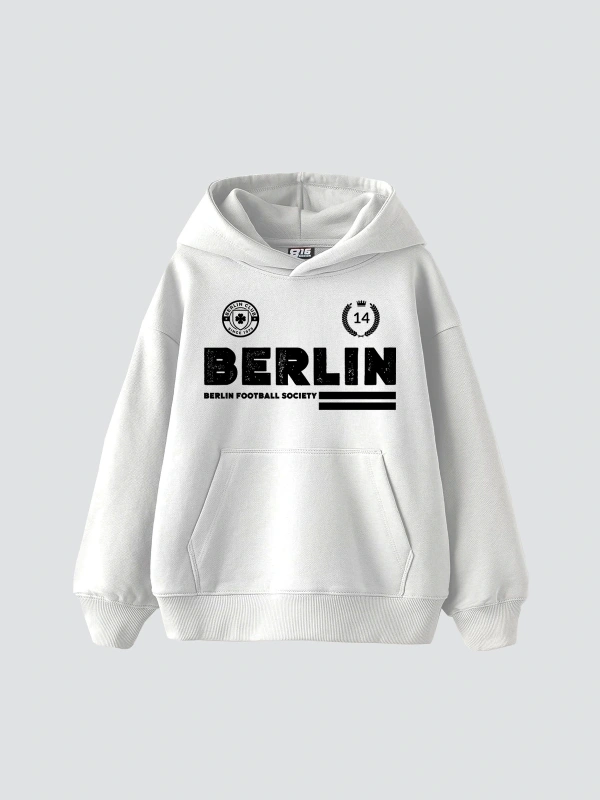 Berlin Baskılı Oversize Unisex Premium Beyaz
