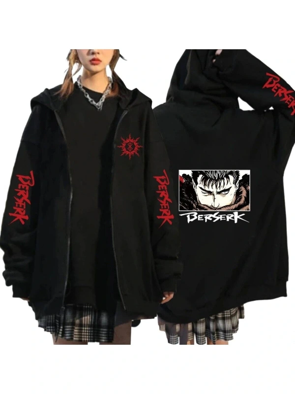 Berserk Anime Fermuarlı Hoodie Model 101 12284