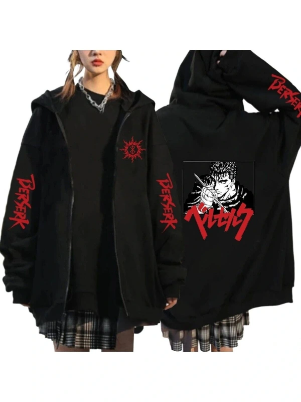 Berserk Anime Fermuarlı Hoodie Model 104 12287