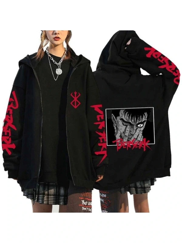 Berserk Fermuarlı Kapşonlu Hoodie Model436 12804