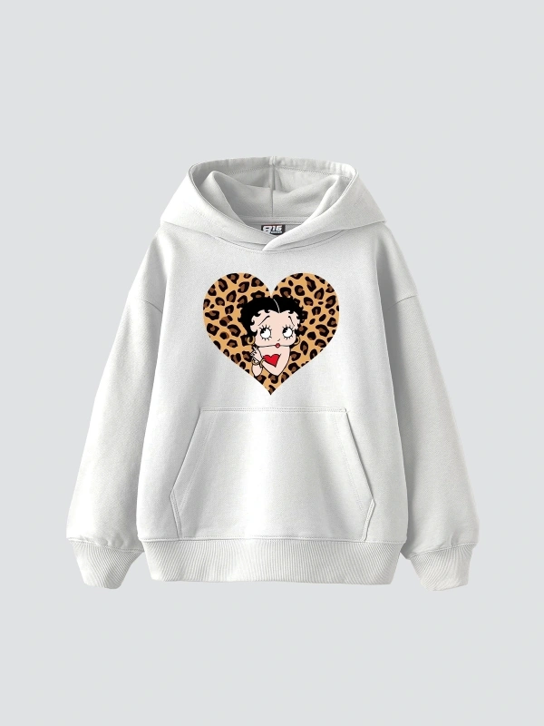 Betty Boops Baskılı Oversize Unisex Premium Beyaz