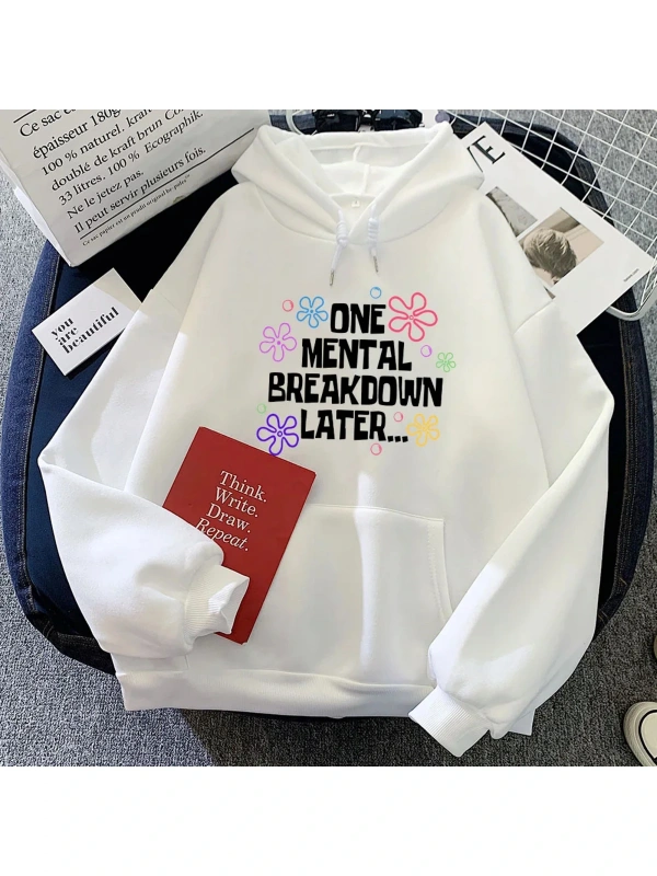 Beyaz Adriftkızlar Hoodies bir zihinsel arıza sonra mektup grafik kıyafetleri deras rah