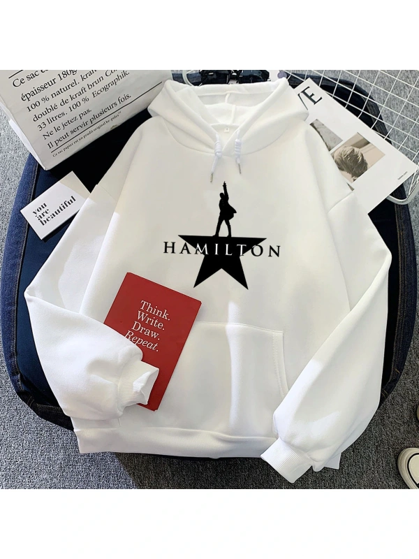Beyaz Adriftuzun kollu u müzikal Hamiltonn grafik Hoodies Hoodies dera Mujer yuvarlak