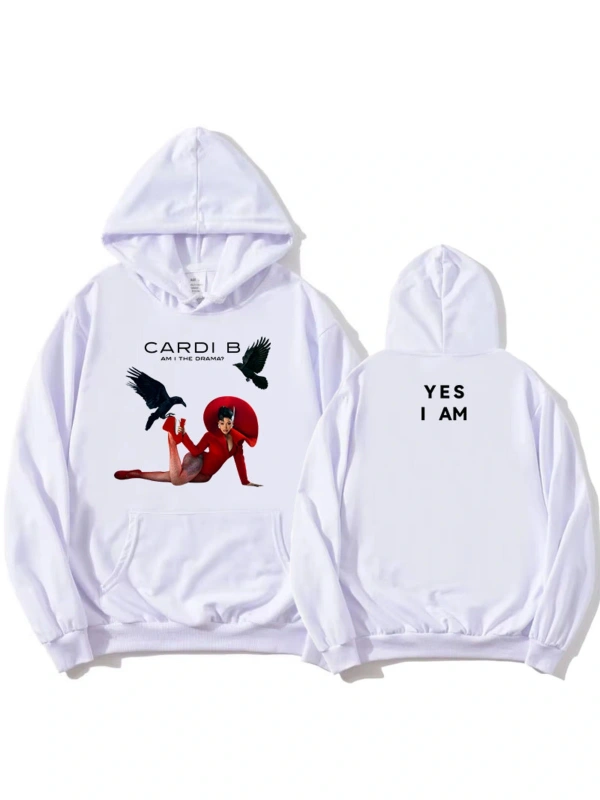 Beyaz AM I THE DRAMA? Albüm Cardi B kıcı Grafik Moda