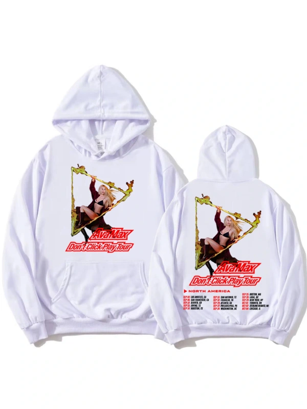 Beyaz Ava Max Dont Click Play Tour Hoodies Casual Long Sleeve Hooded AutumnWinte