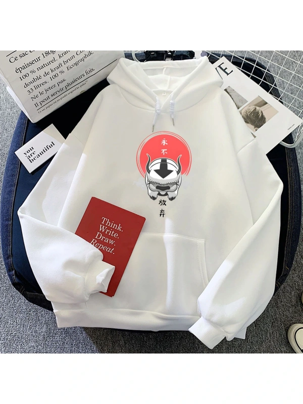 Beyaz Avatar son Airbender baskılar Hoodie pamuk yumuşak yüksek Casual m