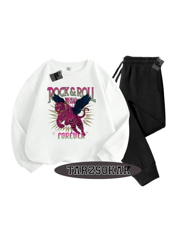 Beyaz Biskilet RockRoll Detaylı ikili TAKIM