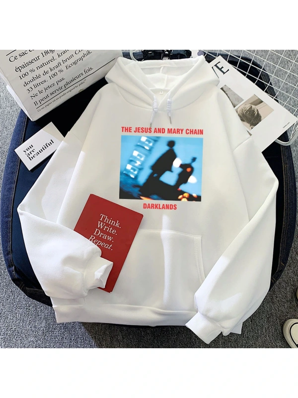 Beyaz Darklands Graphic Printing The Jesus and Mary Chain Rock Band Winter Long Sleeve