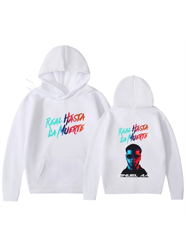 Beyaz Degrade mektup Anuel AA baskılı Hasta La Muerte