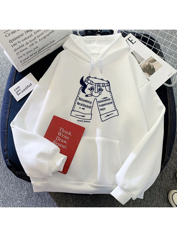 Beyaz Graphic Clothes for Winter Rock Band Mom Jeans Hoodies Fashion Funny Printing Cartoon