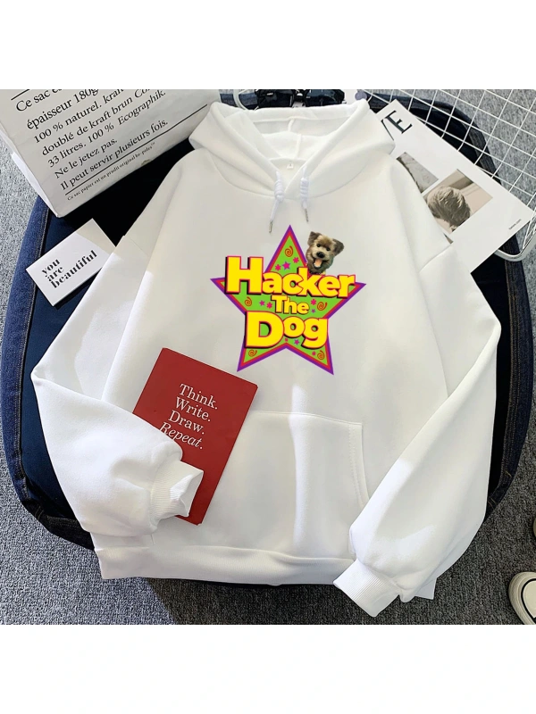 Beyaz Hacker köpek sevimli Hoodies kukla yapımcısı grafiki k
