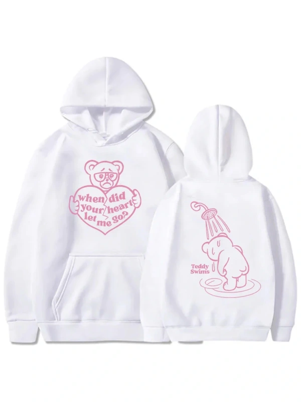 Beyaz Kalbin ne zaman bana izin verdi Hoodies teddy-swims rapçi grafik