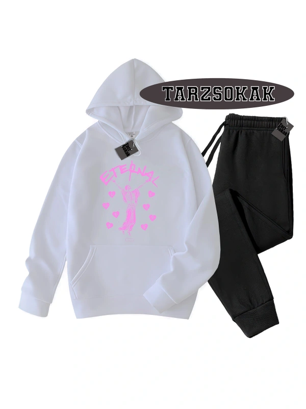 Beyaz Kapşonlu Eternal Detaylı ikili TAKIM