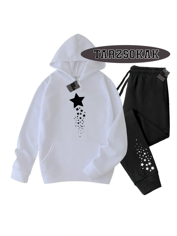 Beyaz Kapşonlu Yıldız Detaylı ikili TAKIM