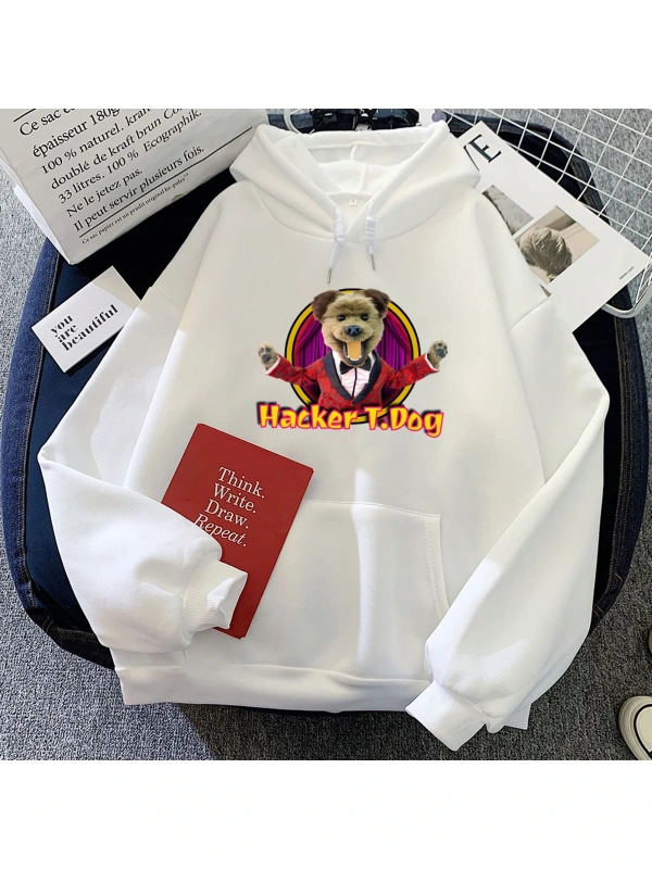 Beyaz Kawaii i Hacker kukla yapımcısı köpek sevimli Hoodies Ropa deras Ropa Mujer u