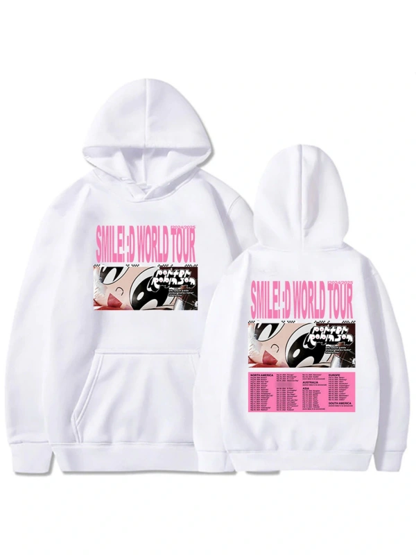 Beyaz kıyafetleri Porter Robinson Gülümseme Dünya Turu Sudaderas Para