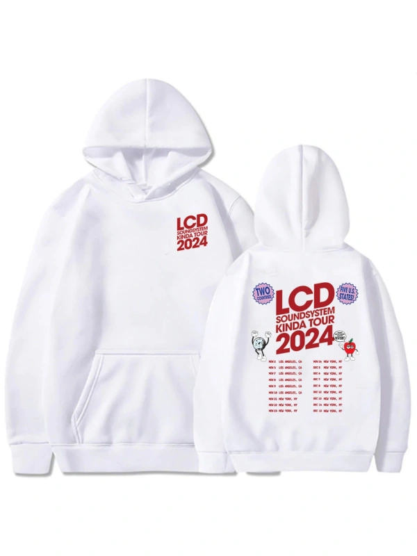 Beyaz LCD Soundsystem Electronic Rock Band Hoodies Tour Graphic Printing Clo