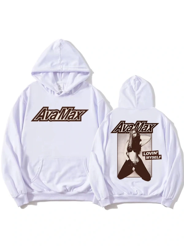 Beyaz Lovin Myself Hoodie Ava Max Tıklamayın Oyun Albümü l