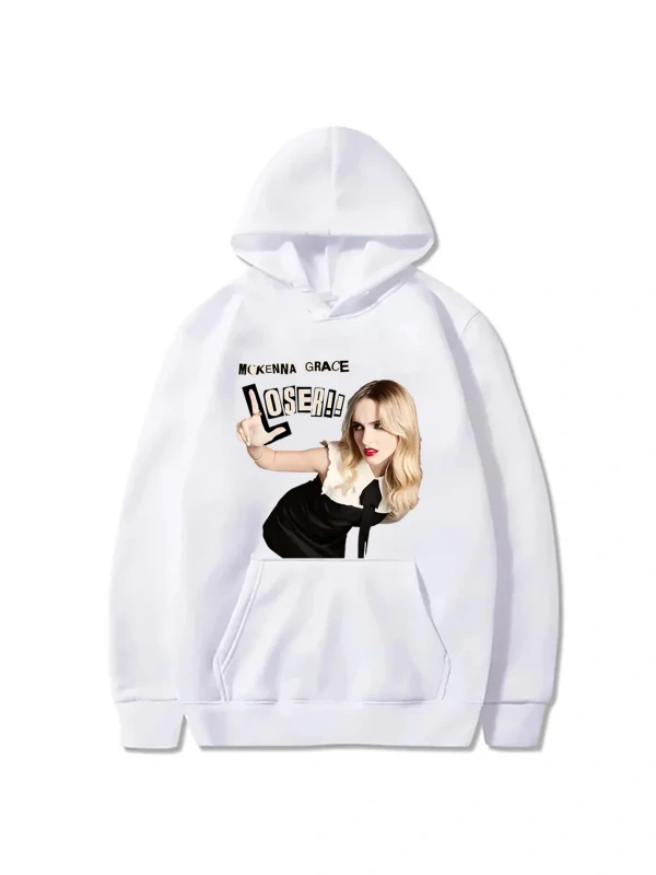 Beyaz Mckgrace Grace LOSER! Hoodie bahar sonbahar moda rahat T